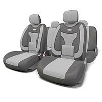 Авточехлы универcальные AUTOPROFI EXTRA COMFORT, ECO-1105 D.GY/L.GY (M), формованный велюр, набор из 11