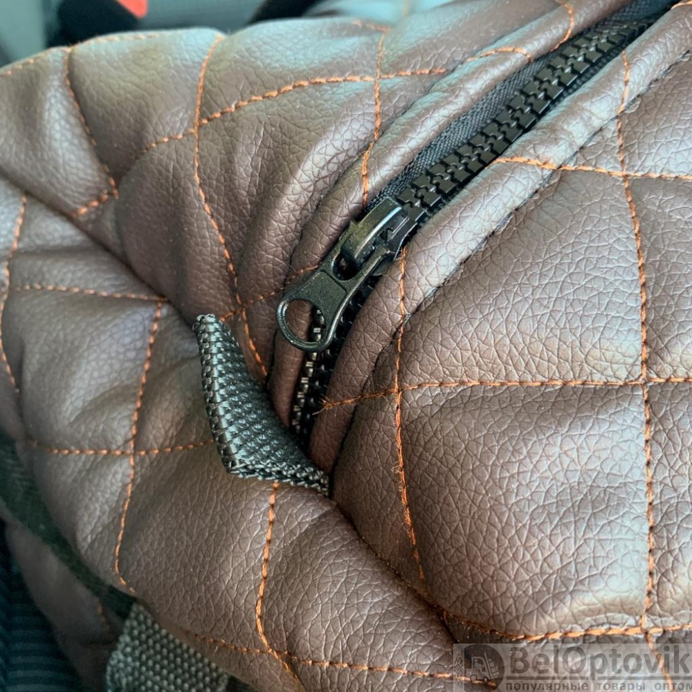 Дорожная сумка для путешествия / экокожа (50х23х23см ) Плечевой ремень Черная с белой ниткой - фото 7 - id-p180989160