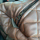 Дорожная сумка для путешествия / экокожа (50х23х23см ) Плечевой ремень Черная с белой ниткой, фото 7