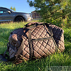 Дорожная сумка для путешествия / экокожа (50х23х23см ) Плечевой ремень Черная с синей ниткой, фото 10