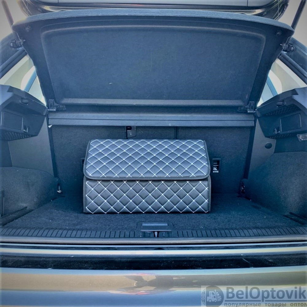 Органайзер Кофр в багажник Premium CARBOX Усиленные стенки (размер 50х30см) Узор двойной квадрат - фото 2 - id-p180989690