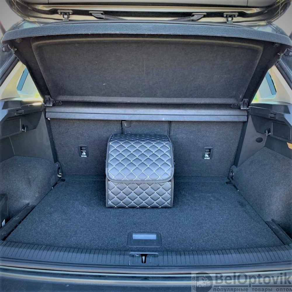 Автомобильный органайзер Кофр в багажник Premium CARBOX Усиленные стенки (размер 30х30см) Черный с синей - фото 4 - id-p180989692