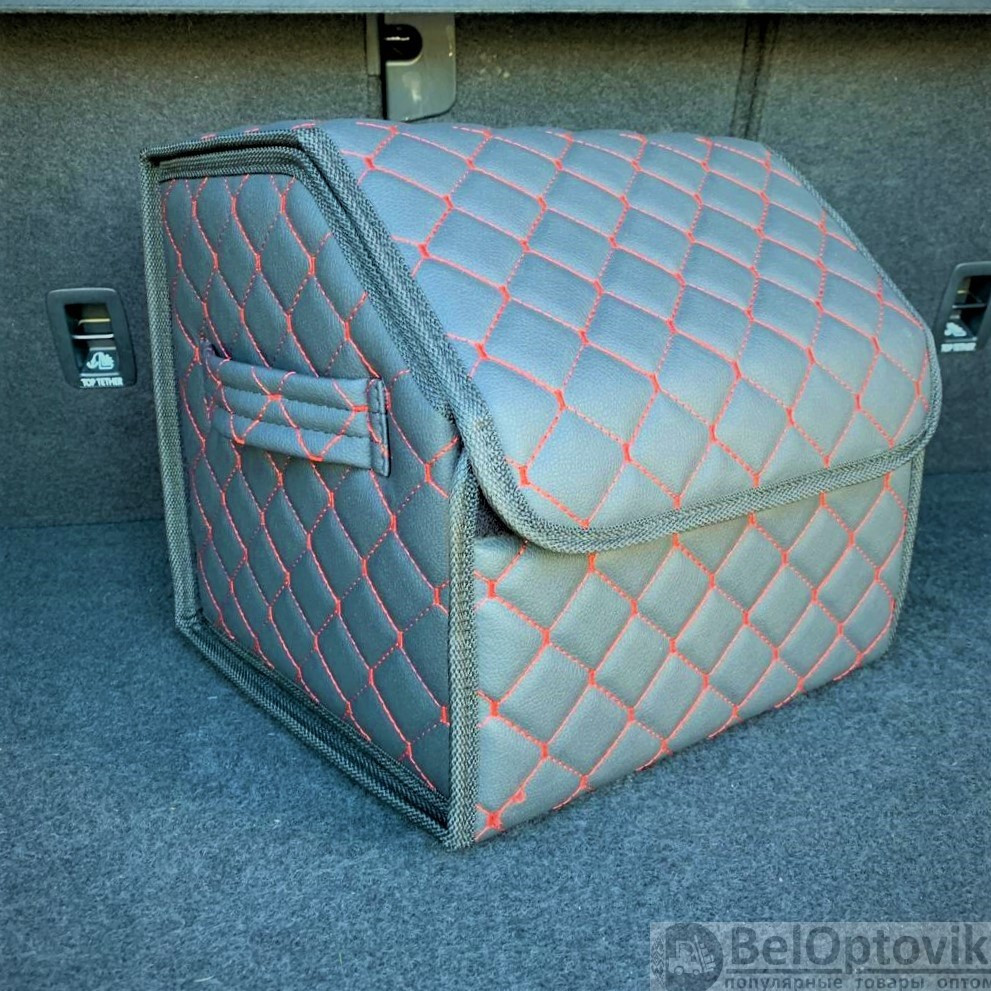 Автомобильный органайзер Кофр в багажник Premium CARBOX Усиленные стенки (размер 30х30см) Черный с синей - фото 5 - id-p180989692