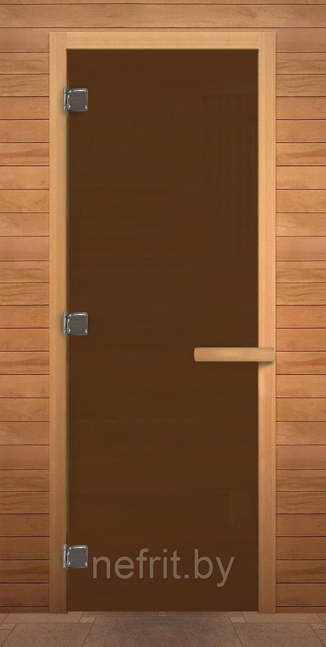 Дверь для бани стеклянная матовая бронза, 3 петли, 8мм 1900х700 мм - фото 1 - id-p180999764