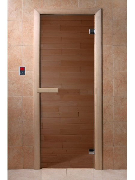 Дверь для бани стеклянная матовая бронза, 2 петли, 6мм - фото 1 - id-p180999766