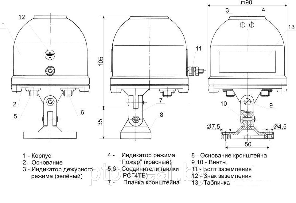 Инфракрасный извещатель пламени ИП332-1/1 «НАБАТ 1» взрывозащищенное исполнение, IP41 - фото 2 - id-p181003966