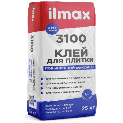 Клей для плитки повышенной фиксации ilmax 3100 25 кг., фото 2