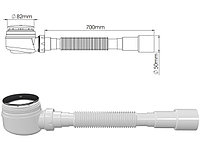 Сифон для душевого поддона выпуск 80 мм, выход гибкая труба 1 1/2" - 40/50мм