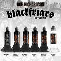 Краска World Famous Tattoo Ink Rob Richardson Black Friar Greywash Set 6