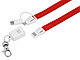 Ланьярд с зарядным кабелем 3-в-1 xTape, красный, фото 3