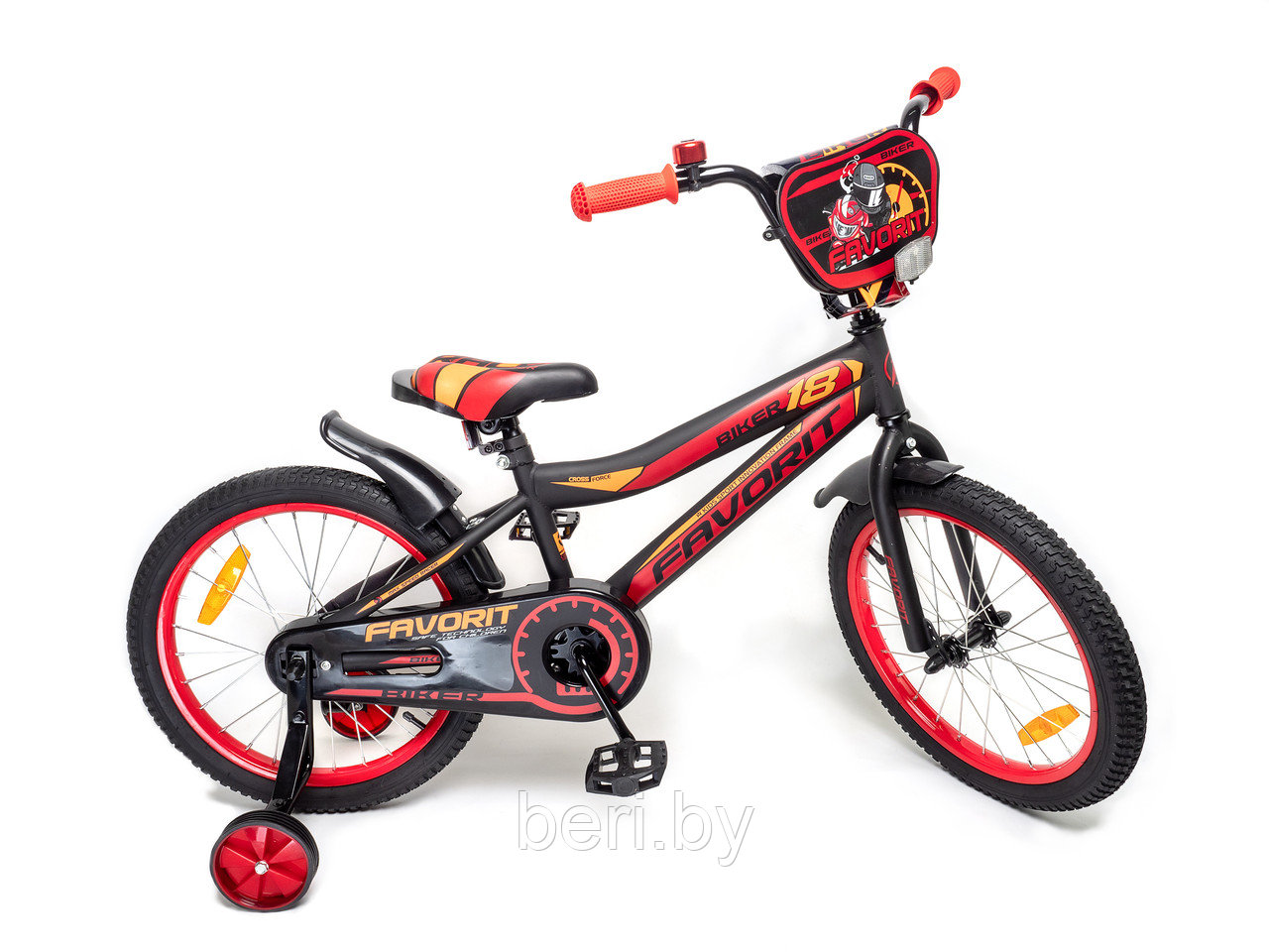 BIK-18RD Велосипед детский Favorit Biker 18", 5-7 лет, красный