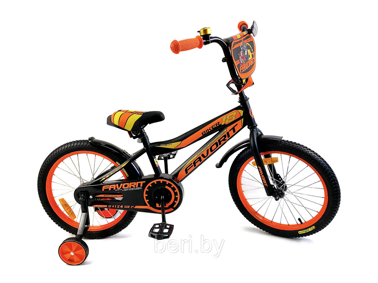 BIK-18OR Велосипед детский Favorit Biker 18", 5-7 лет, оранжевый