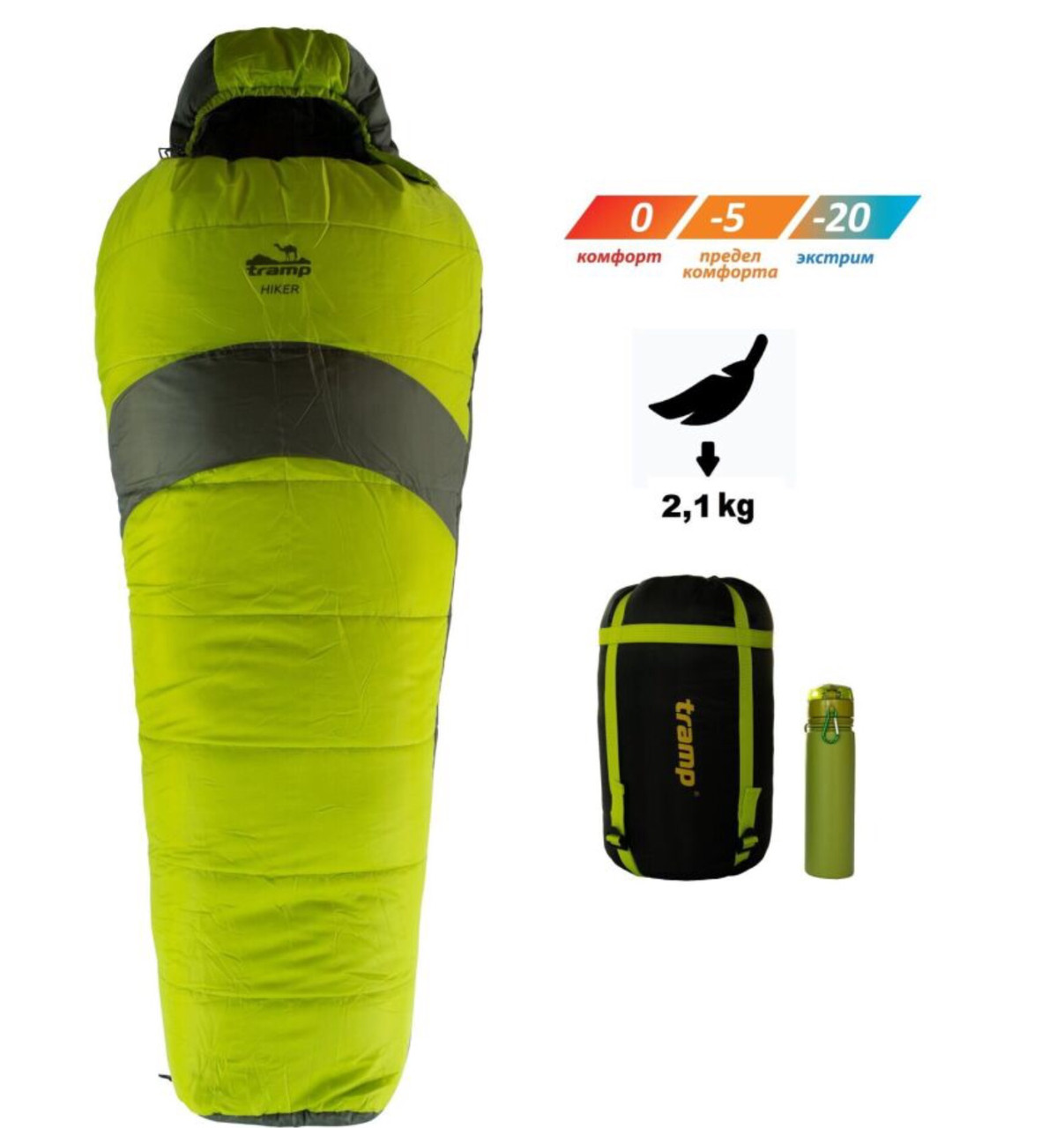 Спальный мешок Tramp Hiker Regular 220*80*50см (левый)
