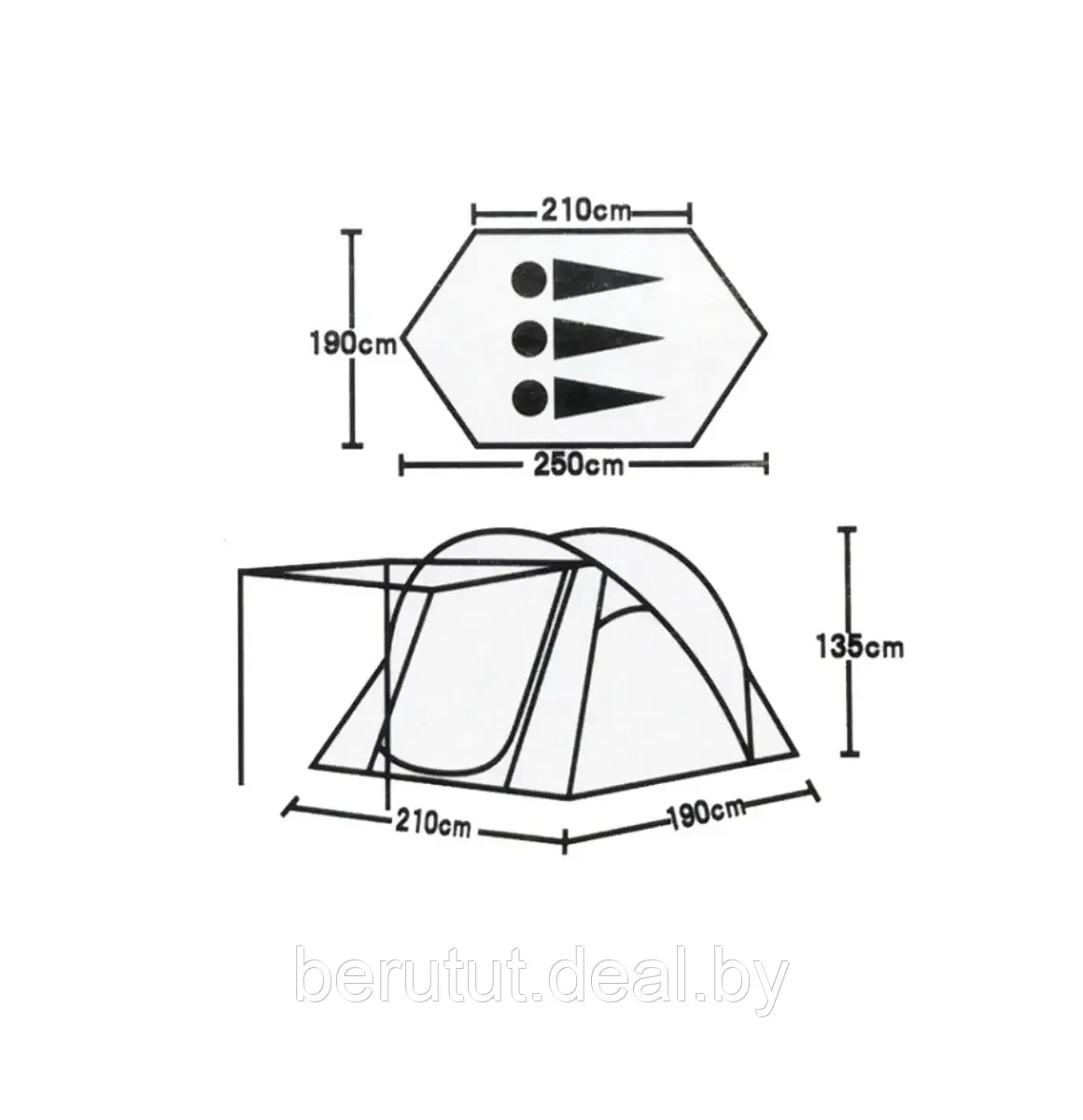 3х местная туристическая палатка lanyu LY-1709 / Трехместная кемпинговая палатка 91008-3 - фото 2 - id-p181071717