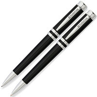 Набор "Franklin Covey Freemont": ручка шариковая автоматическая и карандаш автоматический, черный, серебристый