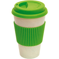 Кружка термическая "Geo Cup", бамбук, силикон, пластик, 400 мл, белый, зеленое яблоко
