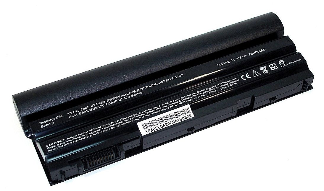 Аккумулятор (батарея) для ноутбука Dell Inspiron 5520 Latitude E5520 (T54FJ) 11.1V 6600-7800mAh увеличенной