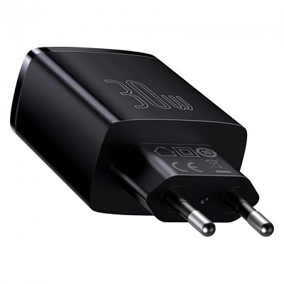 Сетевое зарядное устройство BASEUS Compact Quick Charger 2USB/1Type-C, 30W/3A, PD/QC с быстрой зарядкой - фото 2 - id-p181090820