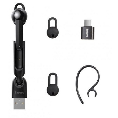 Беспроводная Bluetooth гарнитура Baseus Encok Wirelless Earphones A05 + USB док-станция (NGA05-01) черный - фото 5 - id-p181090827