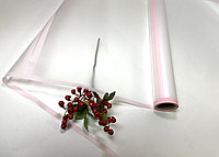 Пленка матовая прозрачная «Кайма» Прозрачный/розовый 60см*9м, 60мкм