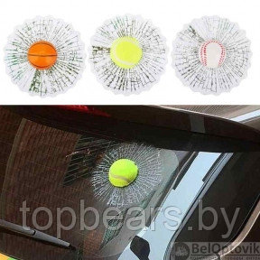 Разыграй друга Силиконовая 3D наклейка на автомобиль Разбитое стекло  Теннисный мяч