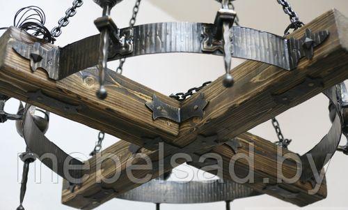 Люстра рустикальная деревянная "Замковая Люкс" на 4 лампы