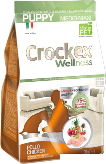 Сухой корм для собак Crockex Wellness Medio-Maxi Puppy Chicken & Rice 12 кг - фото 1 - id-p180985567
