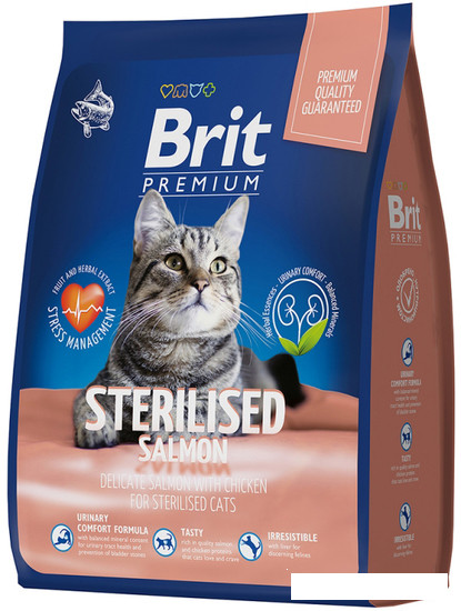 Сухой корм для кошек Brit Premium Cat Sterilized Salmon & Chicken 8 кг - фото 1 - id-p180984724