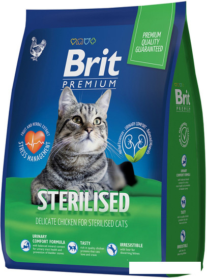 Сухой корм для кошек Brit Premium Cat Sterilized Chicken 8 кг - фото 1 - id-p180984725