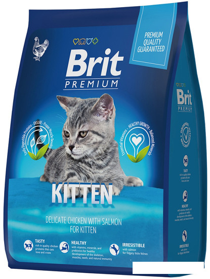 Сухой корм для кошек Brit Premium Cat Kitten с курицей 8 кг - фото 1 - id-p180985946