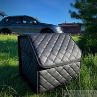Автомобильный органайзер Кофр в багажник Premium CARBOX Усиленные стенки (размер 30х30см) Черный с черной, фото 1