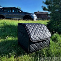 Автомобильный органайзер Кофр в багажник LUX CARBOX Усиленные стенки (размер 30х30см) Черный с черной строчкой, фото 1