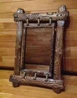 Зеркало настенное с полкой деревянное "Рустикальное №24"