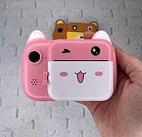 Детский фотоаппарат с моментальной печатью Print Camera (мгновенная черно-белая термопечать) РОЗОВЫЙ