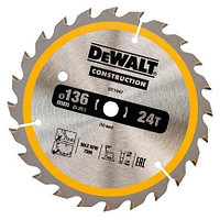 Пильн.диск CONSTRUCTION п/дер. с гвоздями 136/10 24 ATB +20° DeWALT (DT1947-QZ)