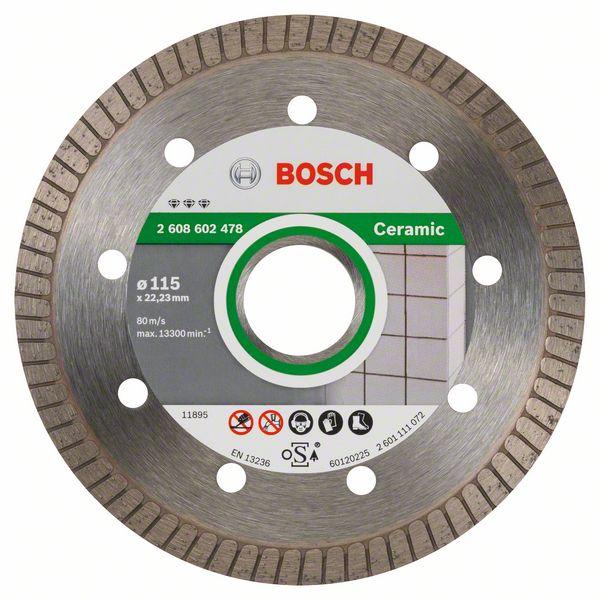 Алмазный отрезной круг Best for Ceramic Extra-Clean Turbo Bosch 115 x 22,23 x 1,4 x 7 mm (2608602478) Bosch - фото 1 - id-p181182429