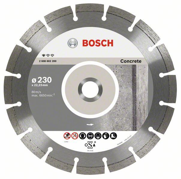 Алмазный отрезной круг Standard for Concrete Bosch 230 x 22,23 x 2,3 x 10 mm (2608602200) BOSCH - фото 1 - id-p181182449