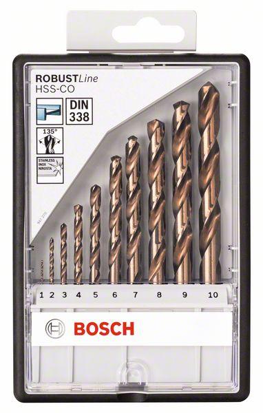 Набор из 10 свёрл по металлу Robust Line HSS-Co Bosch 1; 2; 3; 4; 5; 6; 7; 8; 9; 10 mm (2607019925) Bosch - фото 1 - id-p181184912