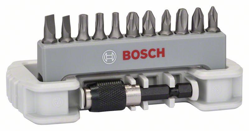 Набор бит для шуруповерта 11 шт, вкл держатель для бит Bosch PH1; PH2; PH3; PZ1; PZ2; PZ3; T15; T20; T25; - фото 1 - id-p181184951