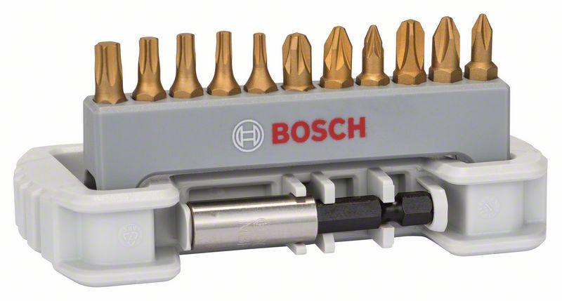 Набор бит для шуруповерта 11 шт, вкл держатель для бит Bosch PH1; PH2; PH3; PZ1; PZ2; PZ3; T10; T15; T20; T25; - фото 1 - id-p181184952