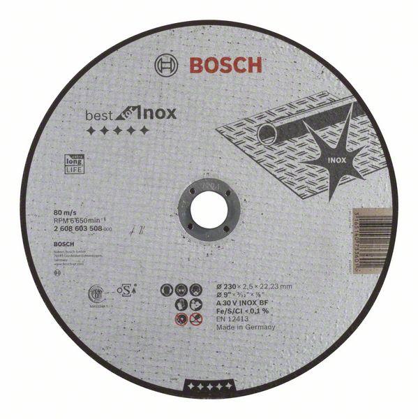 Отрезной круг, прямой, Best for Inox Bosch A 30 V INOX BF, 230 mm, 2,5 mm (2608603508) Bosch - фото 1 - id-p181182651