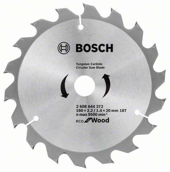 Диск пильный для циркулярок 160-20 ECO for wood 18зуб, BOSCH (2608644372) Bosch - фото 1 - id-p181183621