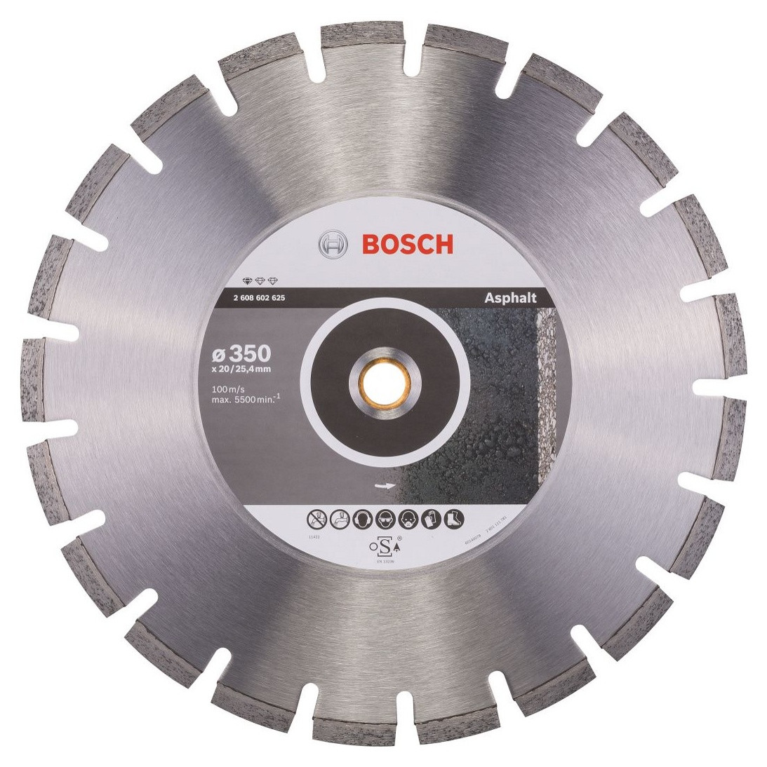 Алмазный отрезной круг Standard for Asphalt Bosch 350 x 20/25,40 x 3,2 x 10 mm (2608602625) Bosch - фото 1 - id-p181185401