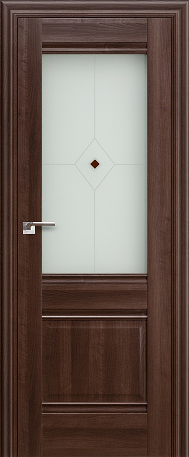 Дверь Орех СИЕНА №2 Х стекло узор матовое 2000*800 с коричневым фьюзингом