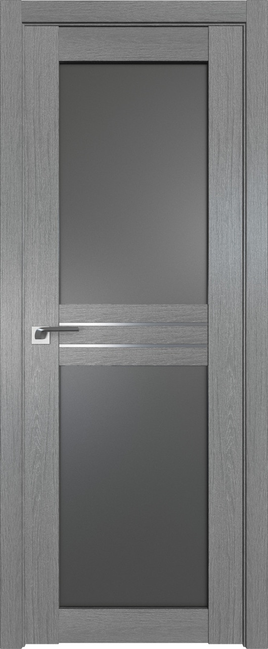 Дверь ProfilDoors Грувд серый 2.56 XN стекло графит молдинг AL Профильдорс