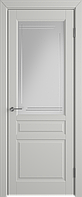 Дверное полотно К2ДО02№800*2000 стекло бел.сат.с гравир.полос. (56Ю) Межкомнатная дверь эмаль