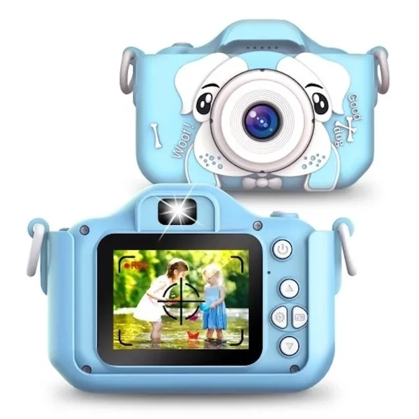 Детский фотоаппарат с селфи камерой Собачка, Fun Camera, Голубой - фото 1 - id-p181194962