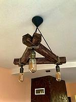 Люстра рустикальная деревянная "Лофт Супер №18" на 3 лампы