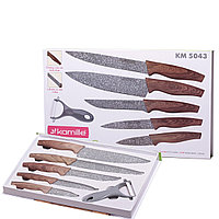 Kamille/ Секунда Набор кухонных ножей в подарочной упаковке 6 предметов (5 ножей+пиллер)