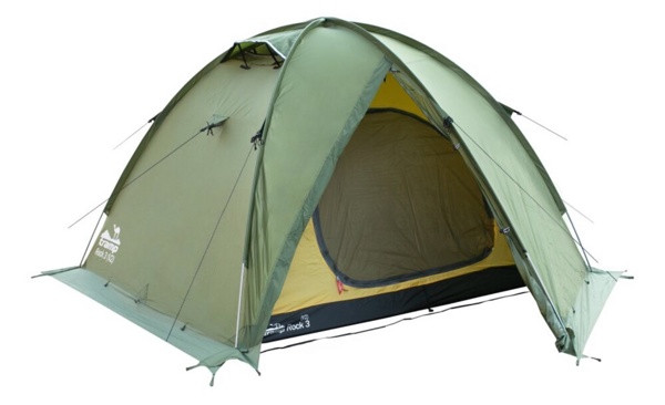 Палатка туристическая 3-х местная Tramp Rock 3 (V2) Green (8000 mm) - фото 1 - id-p181223933